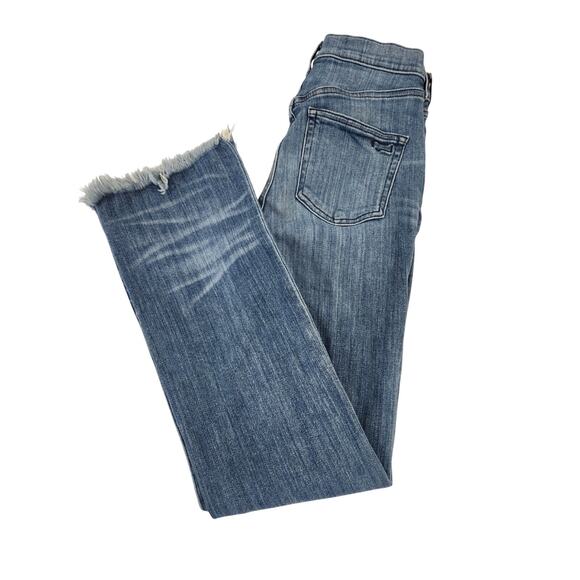 AYR Jeans The Bomb Pop Straight Ankle Womens Size 25 Blue Made in USA Raw Hem - Picture 1 of 13